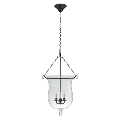 Julianne Large Smoke Bell Pendant in Bronze with Clear Glass